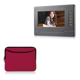 BoxWave Case Compatible with AMOCAM Video Intercom System (L+70N-H) (7 in) - SoftSuit with Pocket, Soft Pouch Neoprene Cover Sleeve Zipper Pocket - Crimson Red