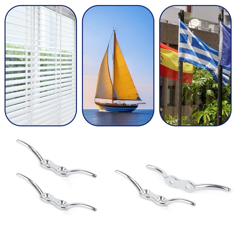Bulivora 2PCS 113mm Silver Cleat Hooks – Heavy-Duty Stainless Steel