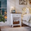 ChooChoo Farmhouse Nightstand with Charging Station, Wooden Top Bedside End