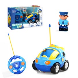 Remote Control Car for Toddlers with Sound and Light, RC Police Car Toys Birthday Gift Present for 18 Month+ Year Old Boys Girls, Blue