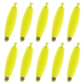 Alwonder 10 Pack Fishing Bobbers Floats, Weighted Bobbers for Fishing Cigar EVA Foam Snap-on Floats, Fishing Corks Floaters Buoys for Crappie Bass Panfish Bluegills Trout S Yellow