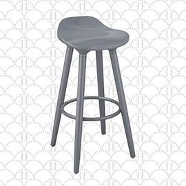 Elle Decor Caroline Kitchen Counter Height Bar Stool Vintage Curvy Seat, Tapered Legs, Gray