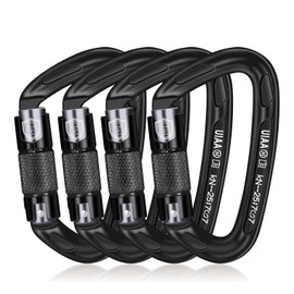 BEIFENG Auto Locking Carabiner 25KN Professional Rock Climbing Carabiner Obtained UIAA Certification Heavy Duty Carabiners Suitable for Rock Climbing, Camping, Rappelling, Rescue Black & silver4Pcs