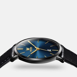 OLEVS Mens Watches Date Ultra Thin Minimalist Fashion Casual Analog Quartz Watch Slim Simple Big Face Waterproof Dress Wrist Watches with Leather Band for Men