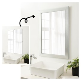 Amanti Art Mirror Makeover 20x20 Bathroom Mirror Frame Border Kit, Peel and Stick Wall Moulding Frame, Fully Assembled Black Border DIY Kit - Mirrored Glass NOT Included - Vista Brushed Nickel Trim
