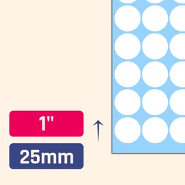 1200 Pack, 1" Round Dot Stickers Circle Labels - White