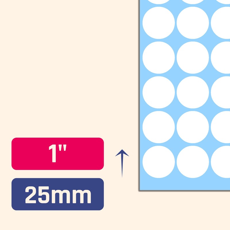 1200 Pack, 1" Round Dot Stickers Circle Labels - White