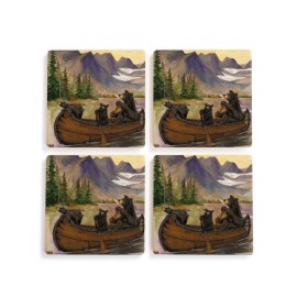 Big Sky Carvers Bearfoots Bears Canoe Trip Coasters(New)