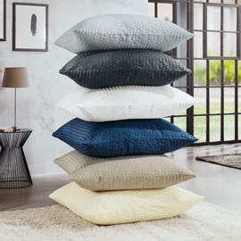 REDBEST Additional Cushion Cover, Cuddly Cushion Cover, Seersucker Plain Detroit, Soft, Quick Drying, Non-Iron, with Zip, White, Size 40 x 40 cm