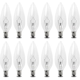 SATONA 60W 120V E12 Base B10 CTC Incandescent Light Bulbs, Transparent Candle Light Bulbs Perfect for Chandeliers, Ceiling Fan Lights, Pendants, Fireplace, Dimmable, Warm White 2700K (Pack 12)