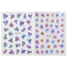 3D Lila Gold Blume Nagelsticker Blumen Bronzing Gold Hortensie Nageldesign Aufkleber Nägel Blumenaufkleber Nagelaufkleber Frühling Nagel stickers Nailart Zubehör Flower Nail Sticker Nail Art Stickers