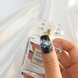 Gold Line Black Handmade Nail Tips - Ballerina S / 골드라인 블랙 수제네일팁 - 발레리나S
