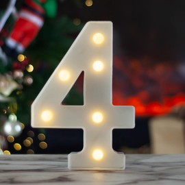 LED Marquee Numbers, 0-9 Light Up Letters, Battery Powered LED Letter Lights for Birthday Party, Christmas Night, Home, Bar, Graduation, Wedding Decoration(4)