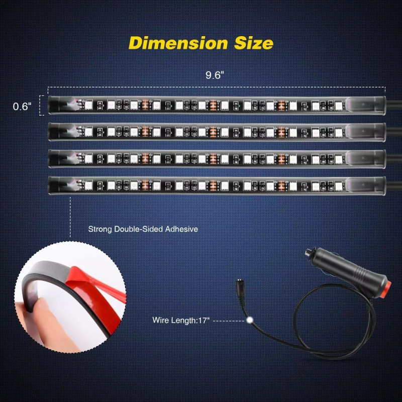 Nilight 4pcs RGB LED Light Multi-Color Kit Lighting Strips Under