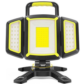 Hokolite Rechargeable 8000 Lumens LED Work Light Stand Three-Head Construction Light For Jobsite Lighting - Specification: 1 Pack