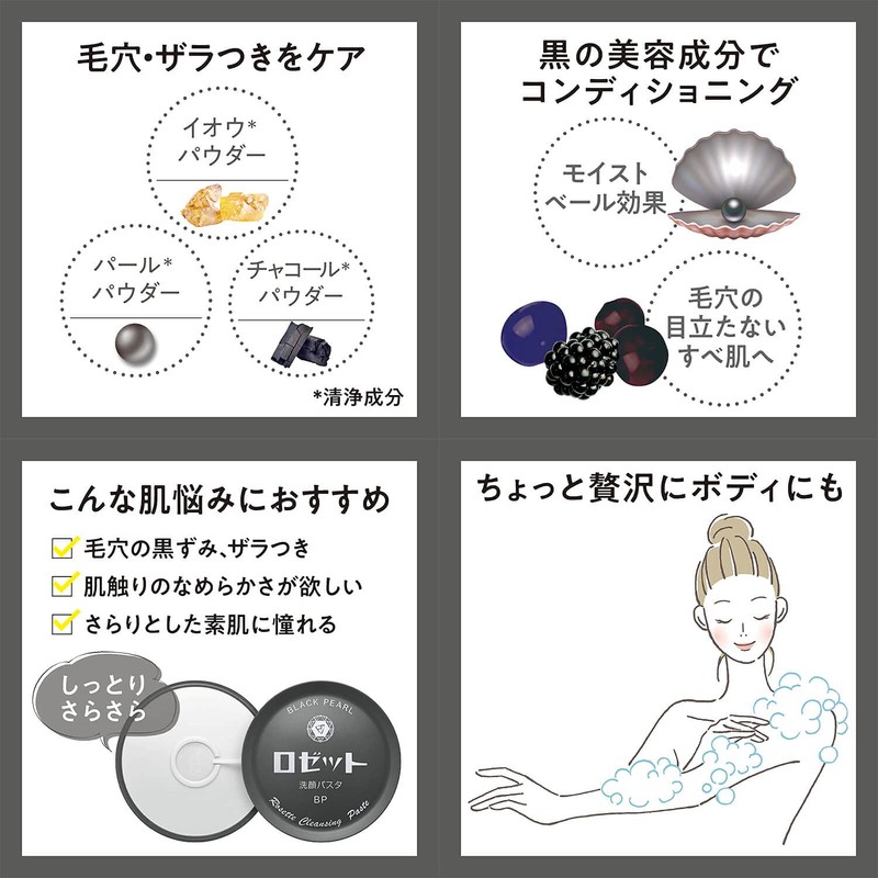 Rosette Facial Wash Pasta, Black Pearl, 90 Gram, Set of