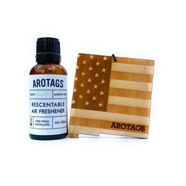 Arotags Car Air Freshener - Reusable Wood Diffuser - Hanging Odor Eliminator - New Mexico Patriot - Beach Bum Scent