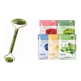 DARLING SHOP Rodillo De Jade + 5 Mascarillas Faciales Coreanas
