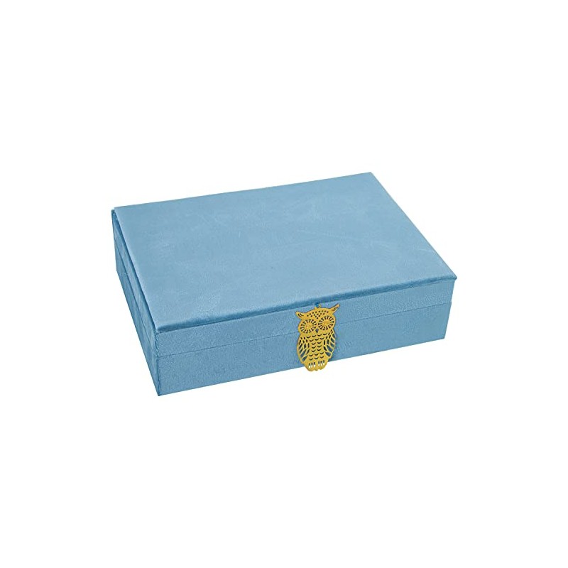 DRW Rectangular Velvet Jewellery Box Blue 28 x 20 x