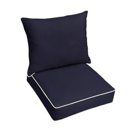 Mozaic AZPC6901 Indoor or Outdoor Sunbrella Deep Seating Cushion & Pillow Set with Corded Edges, 23 in W x 25 in D, Canvas Navy
