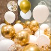 12Inch White and Glod Party Balloons with White Glod Confetti