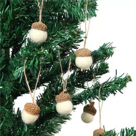 Pack of 12 Acorn Pendants in Scandi Style Made of Felt, Handmade Autumn Decoration Acorns Felt Pendant Christmas Miniature Christmas Decoration Christmas Tree Decoration Winter Decoration (03)