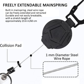 2-Pack Retractable Heavy Duty Keychain, Outdoor Carabiner Badge Holder,Id Badge Reel with 23.6 Inches Steel Wire Rope and Key Ring for Men Women