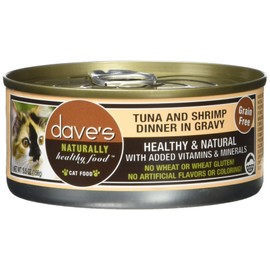 Dave's Naturally Healthy Tuna & Shrimp Dinner In Gravy For Cats, 5.5 Oz Can (Case Of 24)