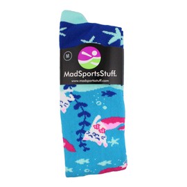 MadSportsStuff Purrmaid Over the Calf Socks (Turquoise, Small)