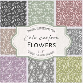 Cute Cartoon Flowers: Scrapbook, Craft, Decoupage paper, 20 double-sided sheets, 10 designs, 6'' x 6''