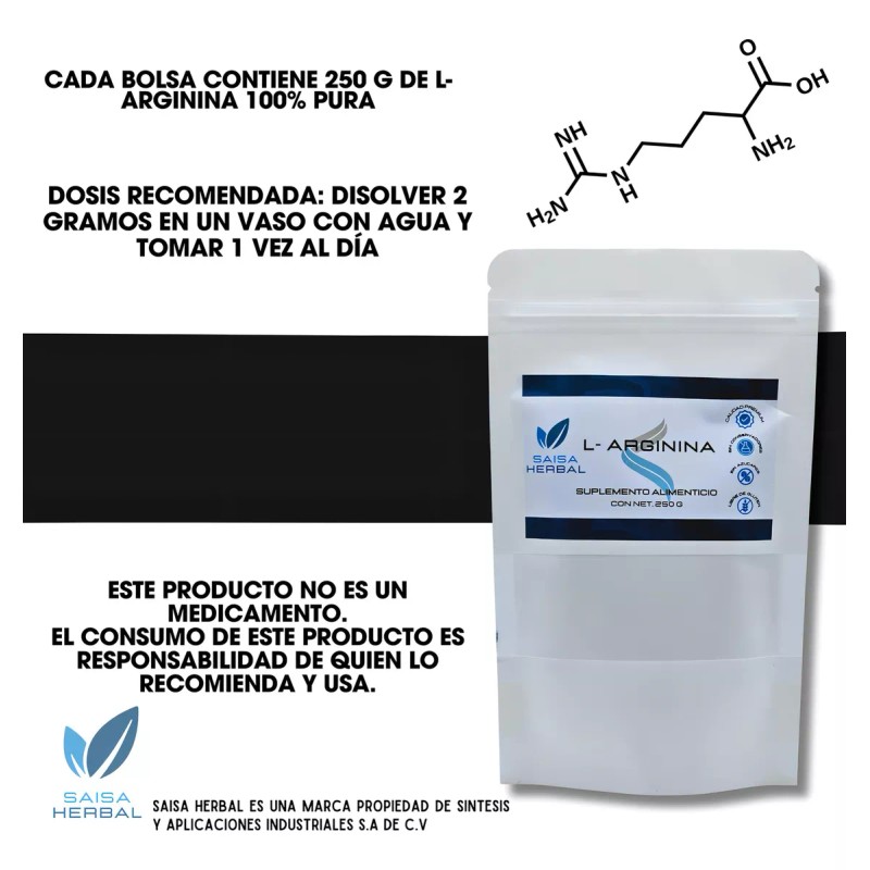 Saisa Herbal L-arginina Bolsa Con 250 G 100% Pura Saisa