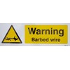 Caledonia Signs 11720G Warning Barbed Wire Sign, Rigid Plastic, G: