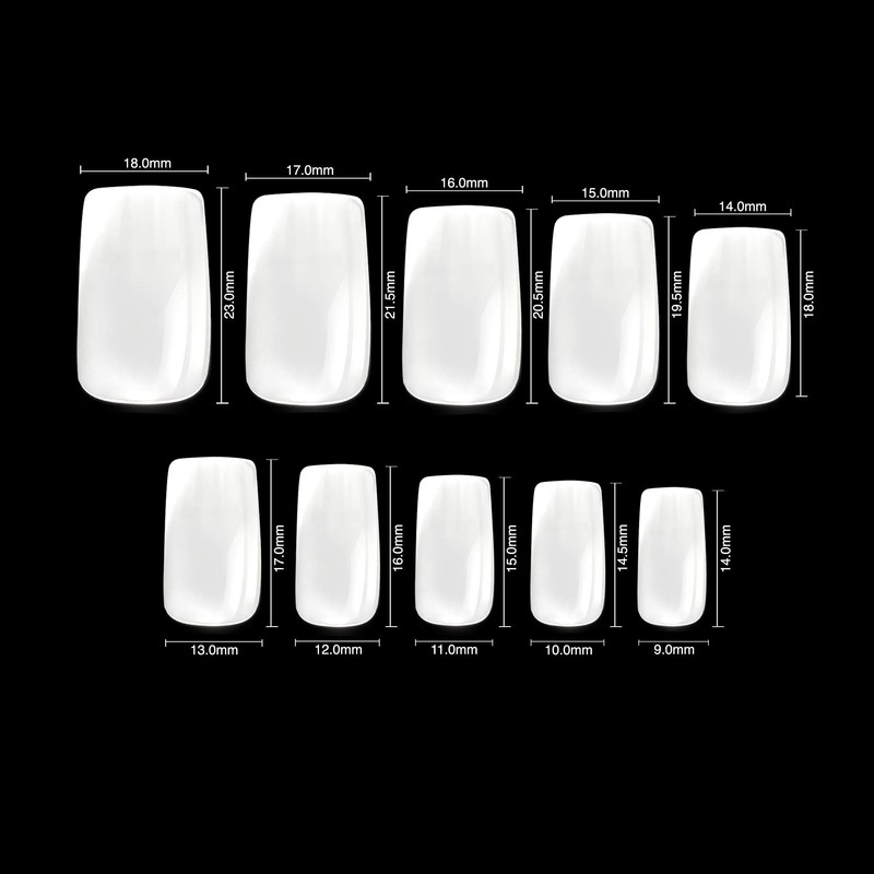 600 Pieces Medium Square Nail Set Free Glue and Preparation