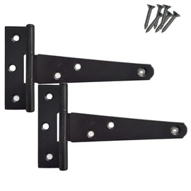 Keypak 2 Pack 150mm (6") T-Hinges Black Japanned, Metal Tee Hinges with Rustproof Coating, Ideal for Wooden Gates, Shed Doors, Barn Doors & External Use