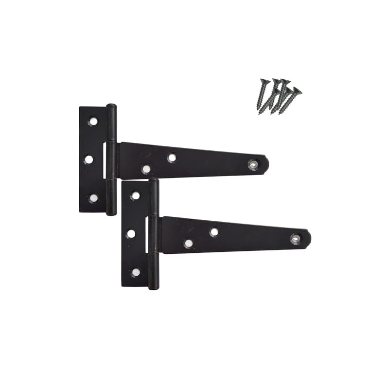Keypak 2 Pack 150mm (6") T-Hinges Black Japanned, Metal Tee