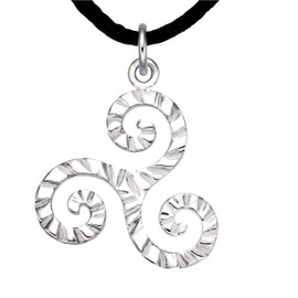 Keltischer Triskelion Anhänger 925 Silber Platiniert – Handgefertigte Dreifach-Spirale Kette – Keltisches Schmuck Symbol - Mystisches Keltisches Symbol Schmuckstück (Silber Platiniert, Triskel)