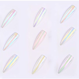 6 Colors Mermaid Chrome Nail Powder Ice Transparent Aurora Powder Mirror Effect Holographic Aurora Iridescent Pearlescent Manicure Pigment Rainbow Nail Glitter With 6pcs Eyeshadow Sticks