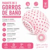 Set de 3 Gorros para Baño Impermeables, Gorra de Ducha
