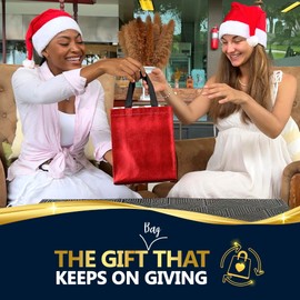 Nush Nush Set of 30 Shiny Red Gift Bags in Bulk - Red Reusable Gift Bags Medium Size - For Small Business As Goodie Bags, Birthday Gift Bags With Handles, Party Favor Bags, Goody Bags- 8Wx4Dx10H