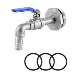 QWORK Drum Faucet for 55 Gallon Steel/Plastic Drum, 2" Stainless Steel Barrel Faucet with 90 Degree 3/4" Outlet and EPDM Gasket, No Leaking, for Water, Diesel, Gasoline, Other Liquids