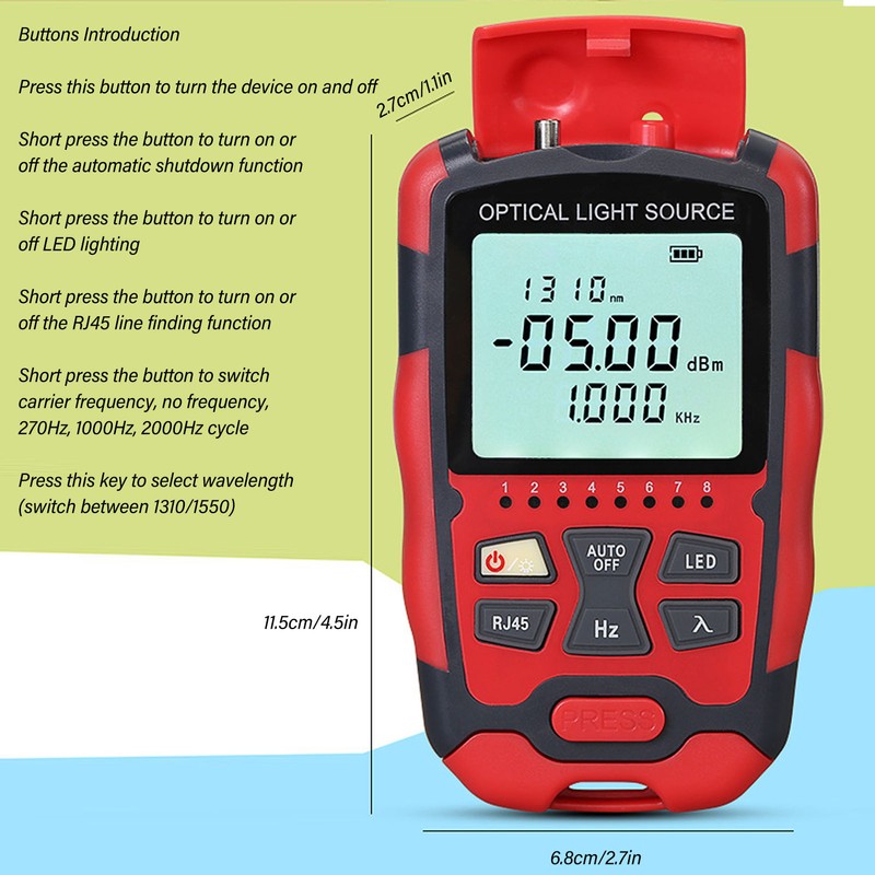 Optical Fiber Power Meter Single Mode Dual Wavelength 1310nm 1550nm