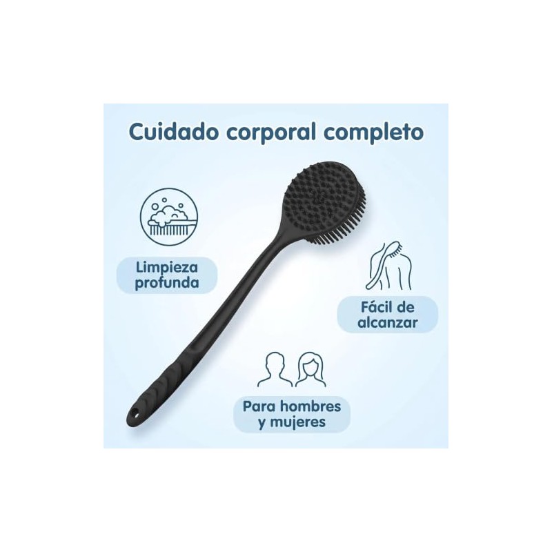 Negro Limpiador de Espalda de Silicona Cepillo de Ba?o para