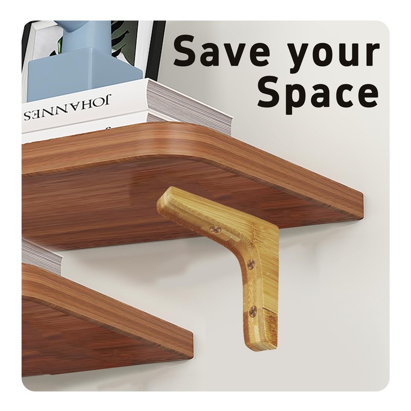 bociloy 2Pcs 3.7"×3.7" Wooden Triangle Shelf Brackets, Decorative Solid Wood