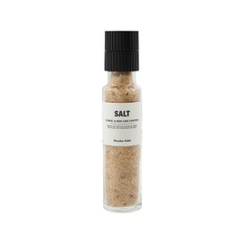 Nicolas Vahé Spice Salt (325 g) | Inspirational Seasoning Salt with Garlic and Red Chilli Pepper | Perfect for Meat Dishes | Decorative Grinder with Ceramic Grinder