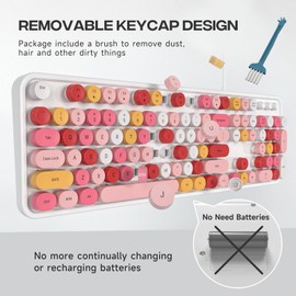 Atelus Computer Keyboard Wired, Plug Play USB Keyboard with Large Number Pad, Caps Indicators, Foldable Stands, Full Size Keyboard for PC Laptop Windows 7 8 10 (White Colorful)