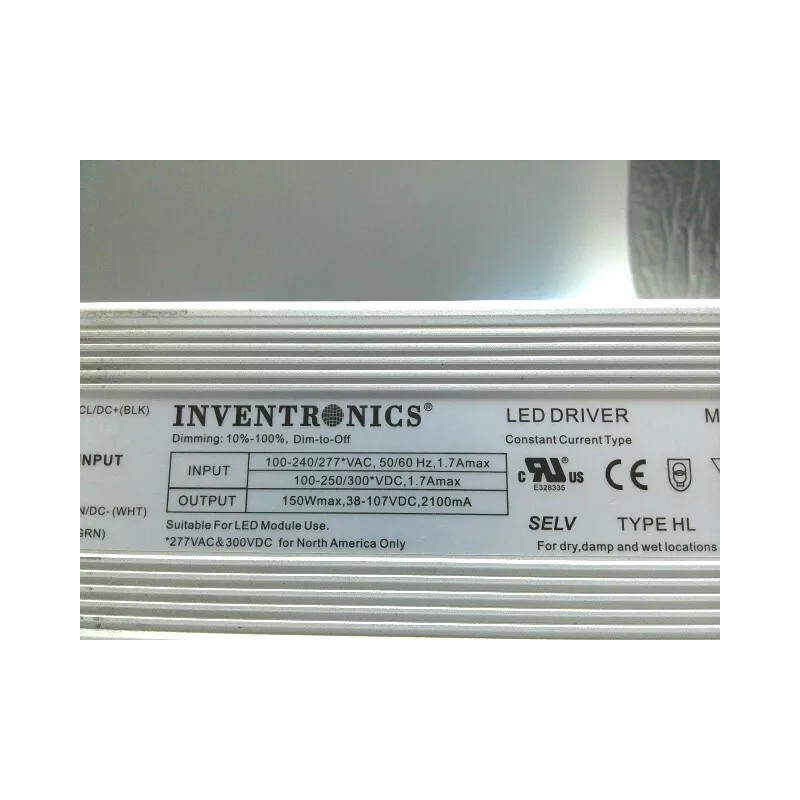 iNVENTRONICS EUD-150S210DTA 100 277Vac, 150W, 140 - 2100mA, 38-107V IP67