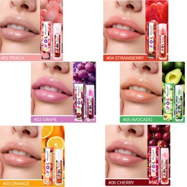 6Pcs Roll On Lip Oil Set,Fruity Flavors Rolling Ball Lip Gloss,Long Lasting Moisturizing Lip Oil Transparent Lip Gloss for Dry Lips