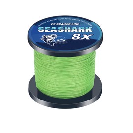Seashark Braided Fishing Line, Color Never Fade, 8 Strands, Super Strong PE Fishing Line, Abrasion Resistant, No Stretching, Multiple Colors, 6lb to 80lb