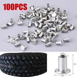 100pcs 9mm/0.35" Anti-Slip Snow Screw Stud, Keenso Motorcycle Car SUV ATV Wheel Tyre Snow Chains Tire Spikes Trim