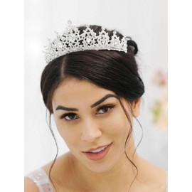 Jovono Wedding Rhinestone Tiara Crowns Silver Princess Crystal Headband Accessories for Women and Girls